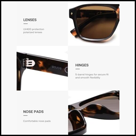 Retro Square Polarized Aviator Sunglasses with UV400 Protection main image 6